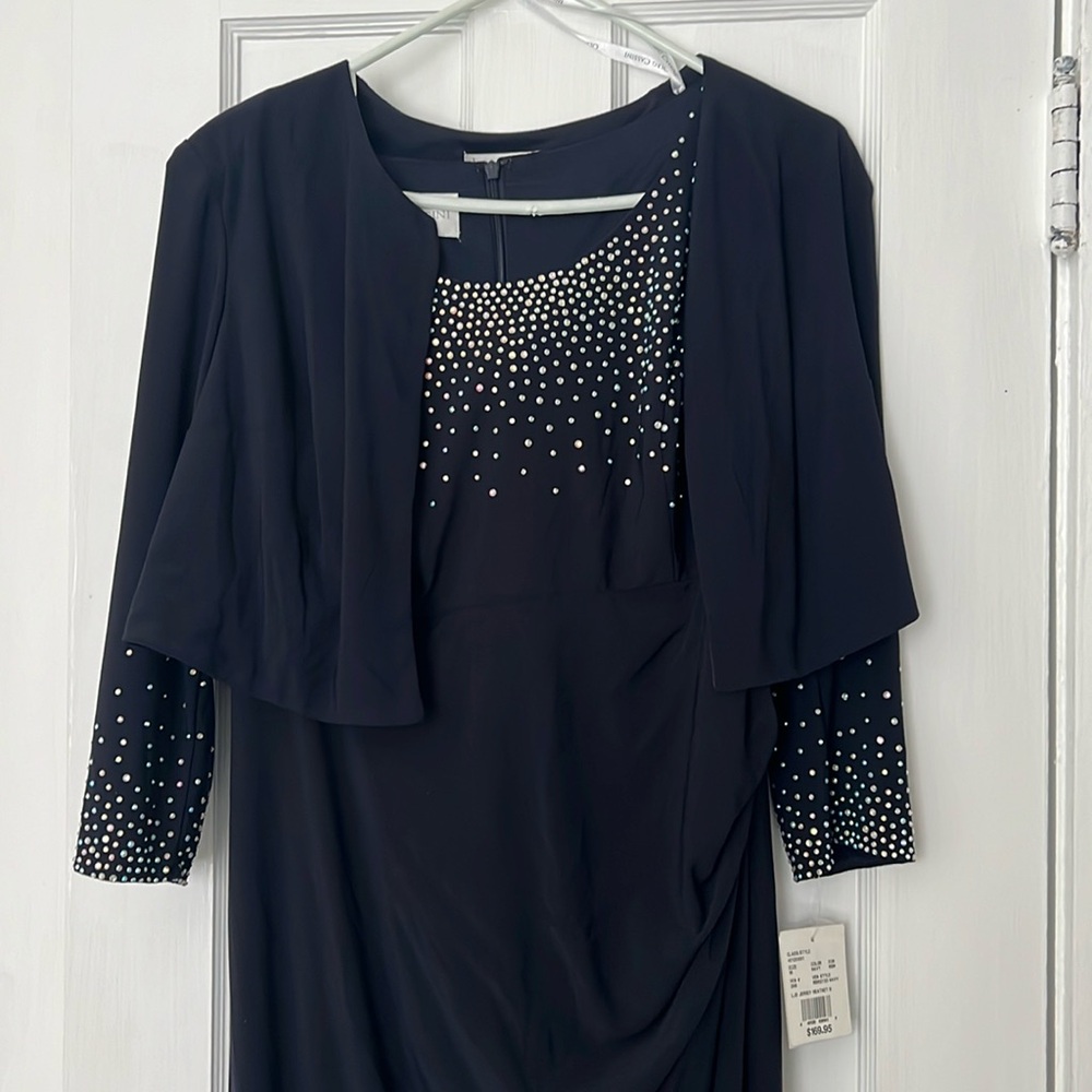 Oleg Cassini navy evening gown